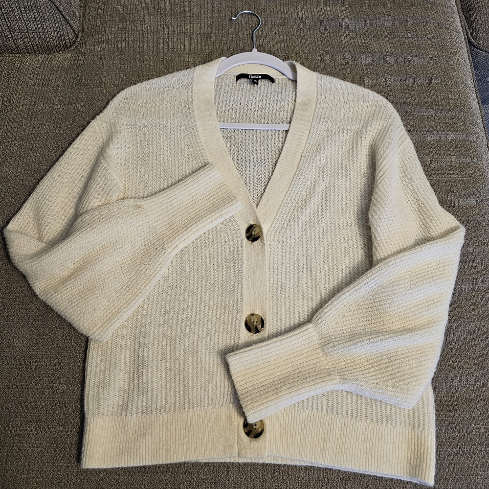 Quince Cream Merino Wool Baby Alpaca Soft Button Sweater Size Small